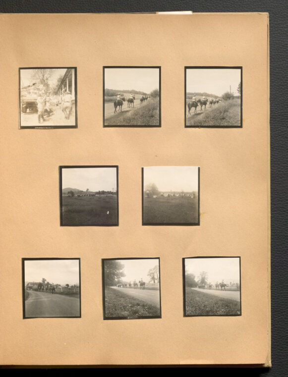 Page with eight photos on it. The photos show women on horses and landscapes.