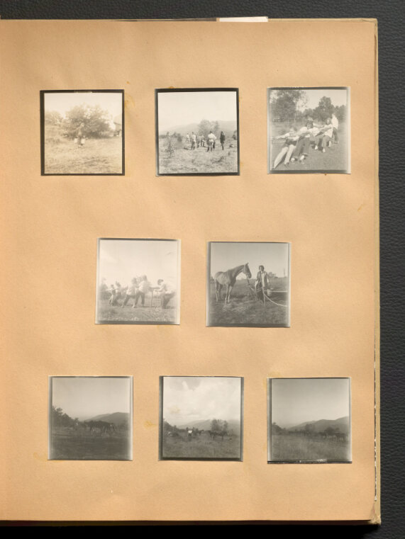 Page with eight photos on it. The photos show women on horses and landscapes.